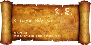 Krieger Réka névjegykártya