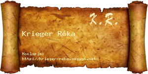 Krieger Réka névjegykártya